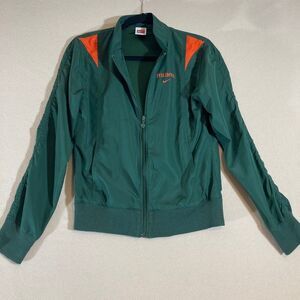 Vintage Nike Miami Hurricanes Zip Up Track Jacket Women‎ Medium Windbreaker FLAW